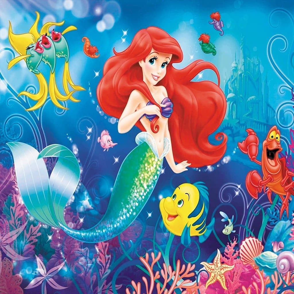 Papel de Parede Adesivo 3D Infantil Ariel para Quarto de Menina M²