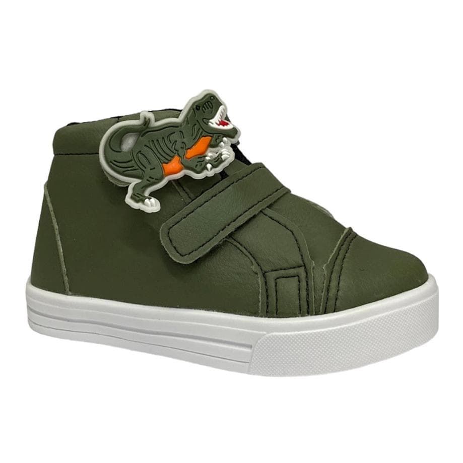 Tenis Infantil Menino Cano Alto Militar Dinossauro 20 Ao 34