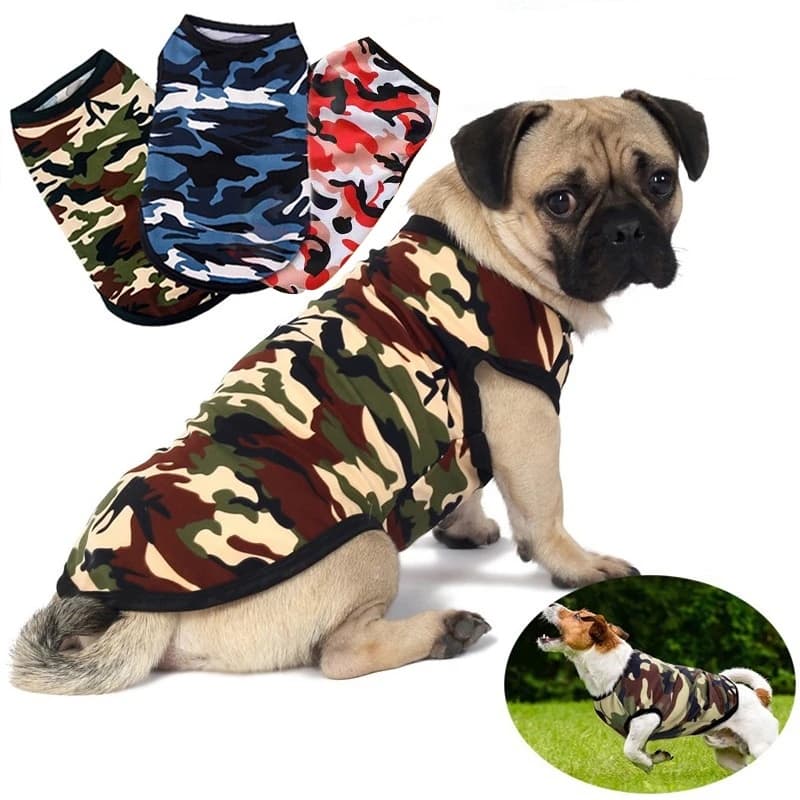 Colete Camuflagem para Cães Grandes e Médios | T-shirt Confortável com Tecido Respirável