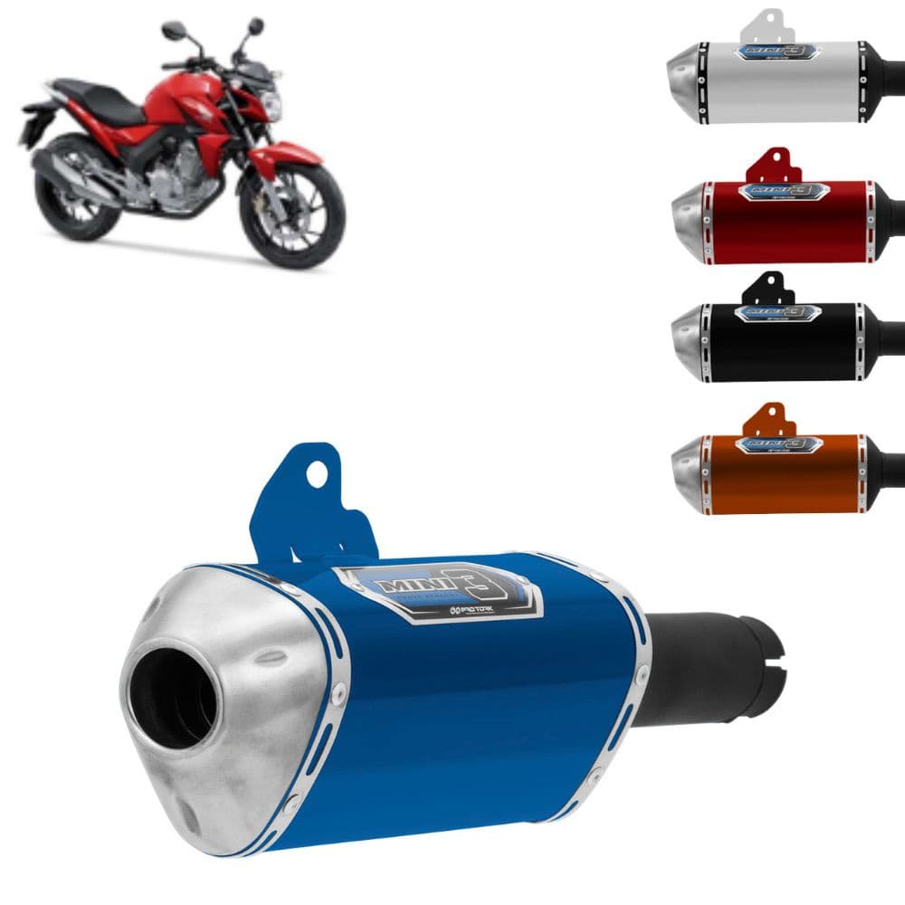 Ponteira Escapamento Escape Moto Pro Tork Mini 3 Cb 250 Twister 2016 2017 2018 2019 2020 Em Aço