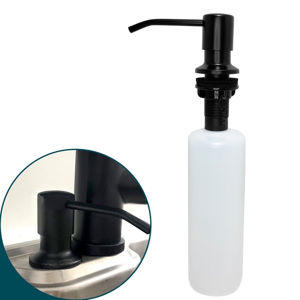 Dispenser dosador detergente preto Inox 304 embutir 500ml Cozinha porta detergente sabonete líquido
