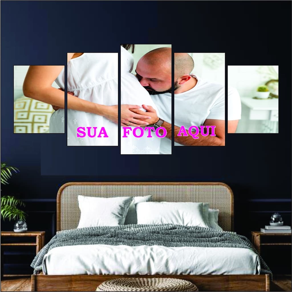 Kit 5 Quadros Mosaicos Grande Personalizado Placa Pra Sala Quarto Escritorio 5 peças Decorativo Cozinha Namorados Love