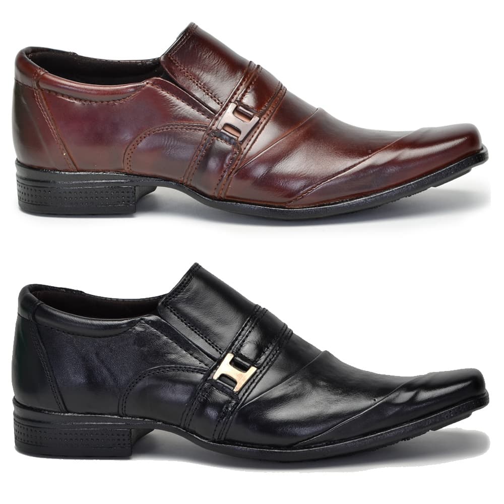 Kit 2 Pares Sapato Social Masculino Moderno De Couro Leoppé