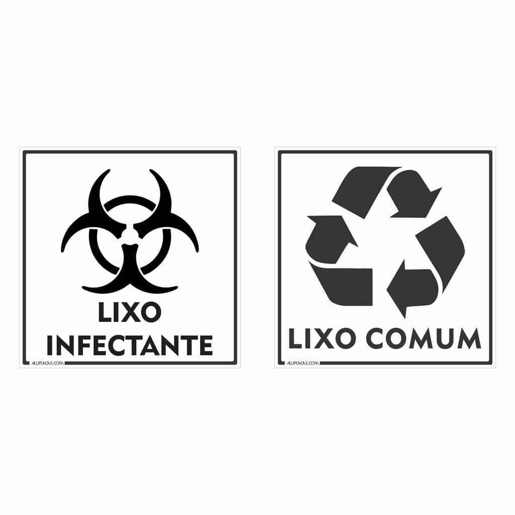 Placas Lixo Infectante e Lixo Comum 15x15cm