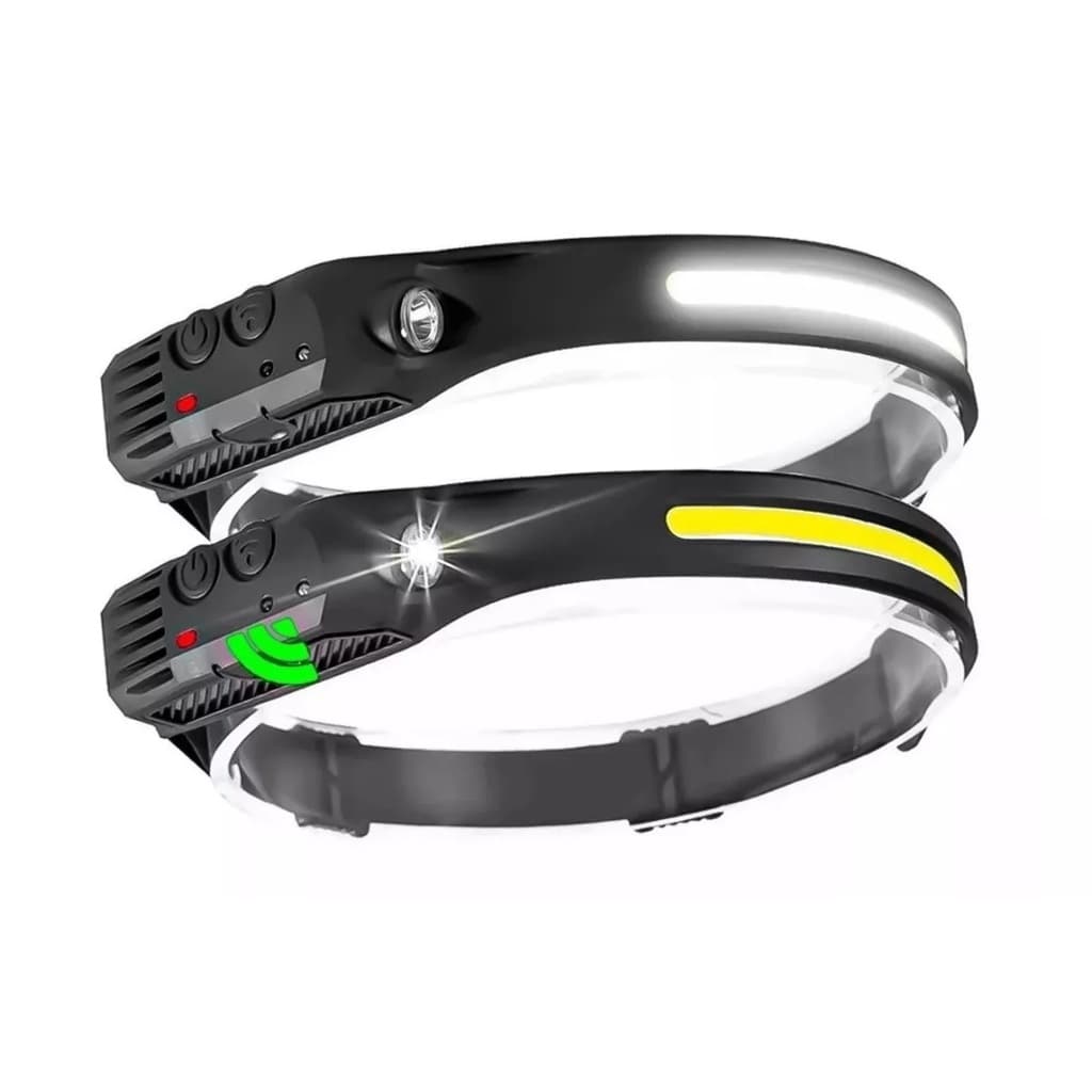 lanterna de cabeção led sensor de mão fia ajustável usb bike