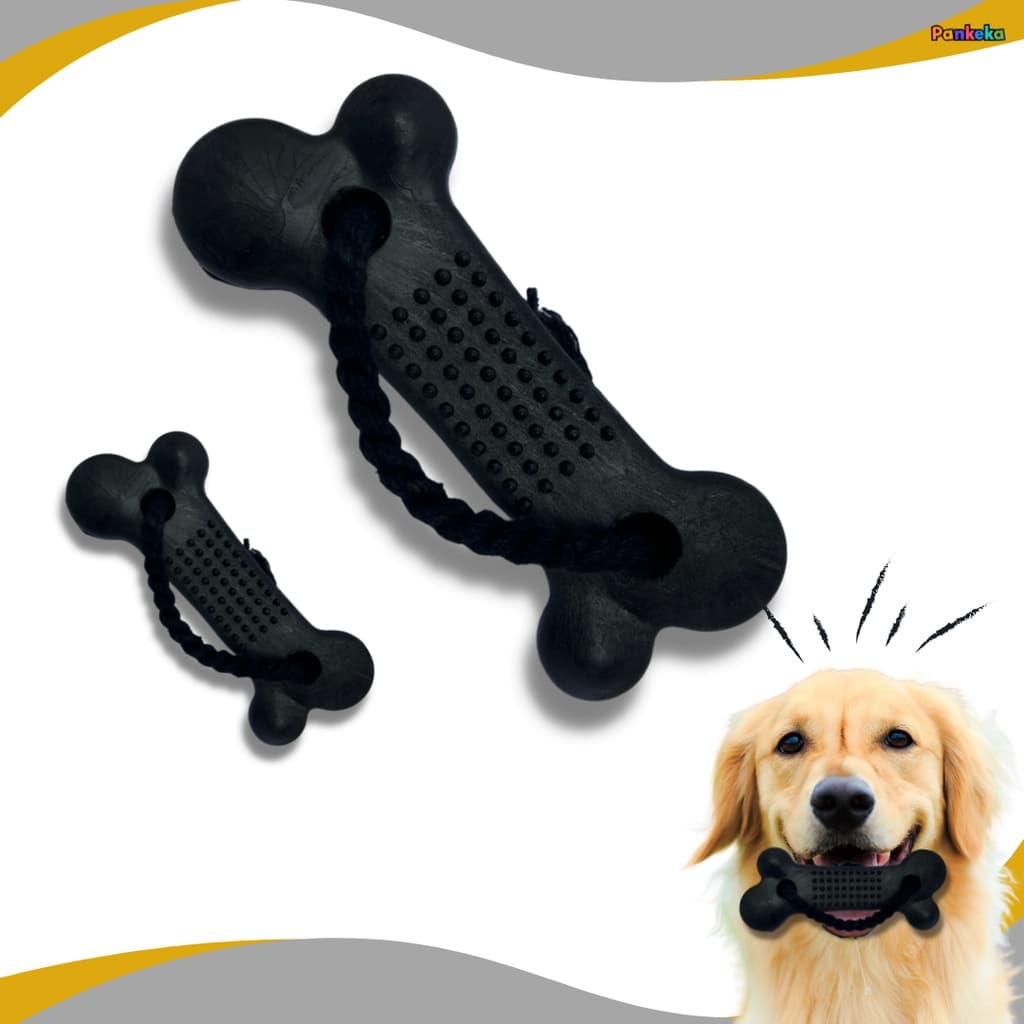 Ossinho mordedor black com CORDA - Massageador brinquedo pet