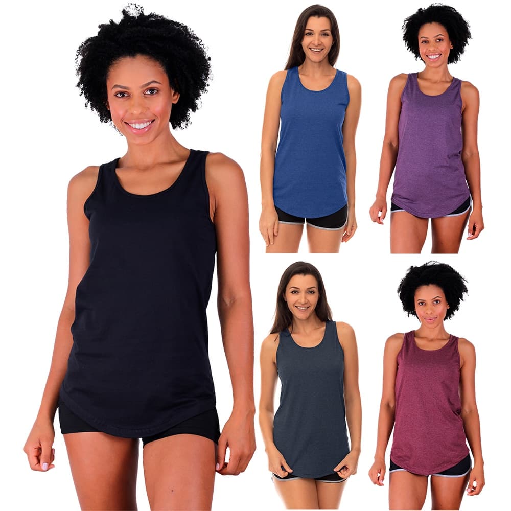 Kit 5 Regatas Longline Feminina Peças Lisas MXD Conceito Básicas Casual Fitness Academia