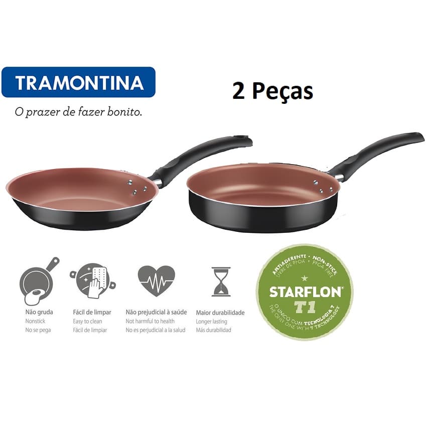 Jogo de Frigideira Antiaderente 16 e 22cm Starflon Max Alumínio Tramontina Turim