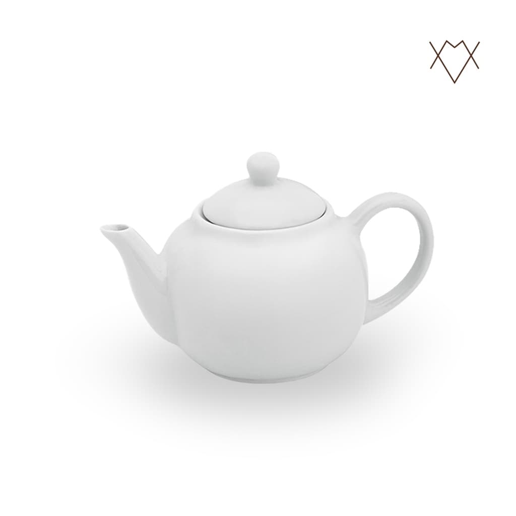 Bule com Tampa de Porcelana Branca 500ml Redondo para Café Chá Cafeteria