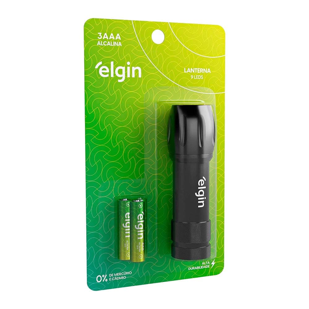 Lanterna De Bolso 9 Leds Elgin Portatil (inclui 3 pilhas AAA)