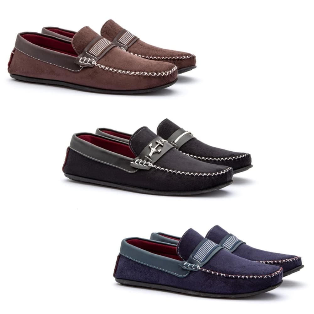 Kit 3 Pares De Mocassim Casual Masculino De Camurça Corforto
