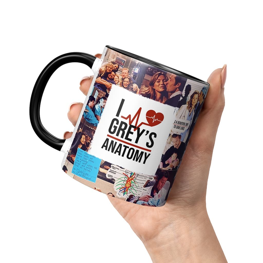 Caneca xícara cerâmica porcelana Eu amo Greys Anatomy I love Serie presente