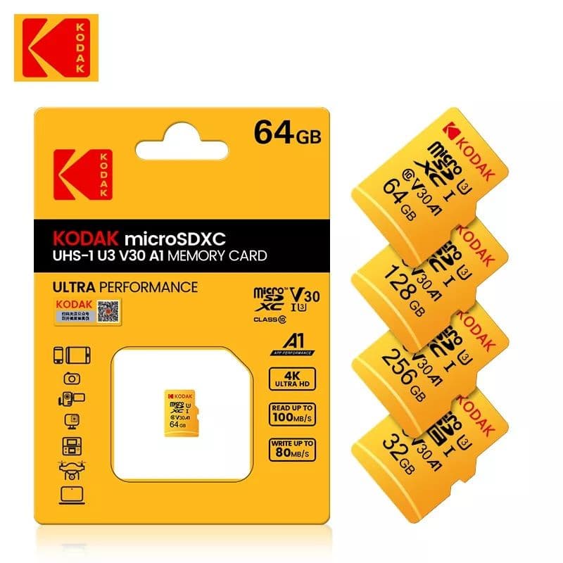 Cartão de Memória Micro SD 64GB Original KODAK Ultra Performance Classe 10 V30 64gb 128gb