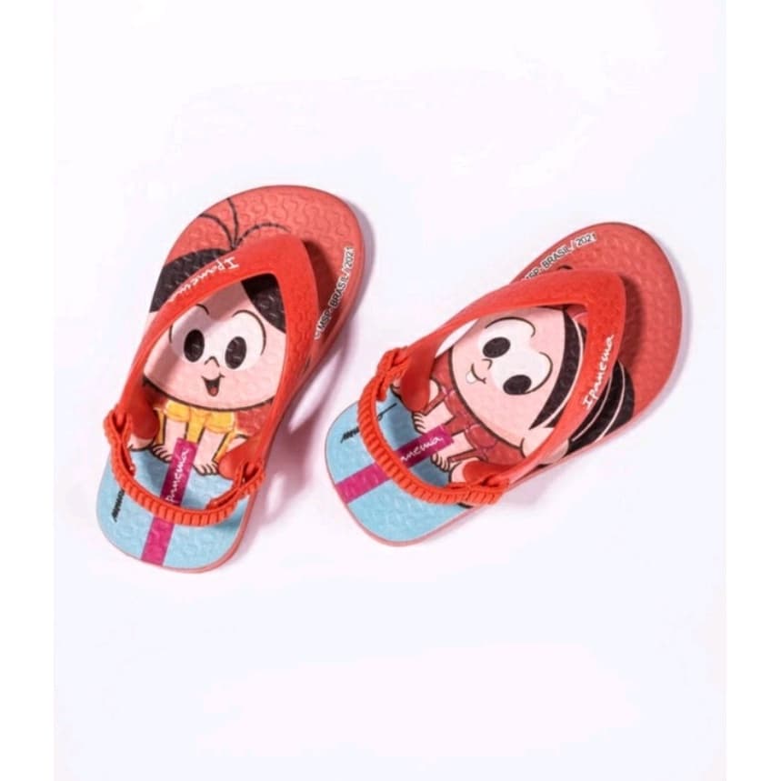 Chinelo Infantil Ipanema Mônica Magali Cebolinha Cascão Galinha Pintadinha Azul Vermelho Rosa Com Elástico Original