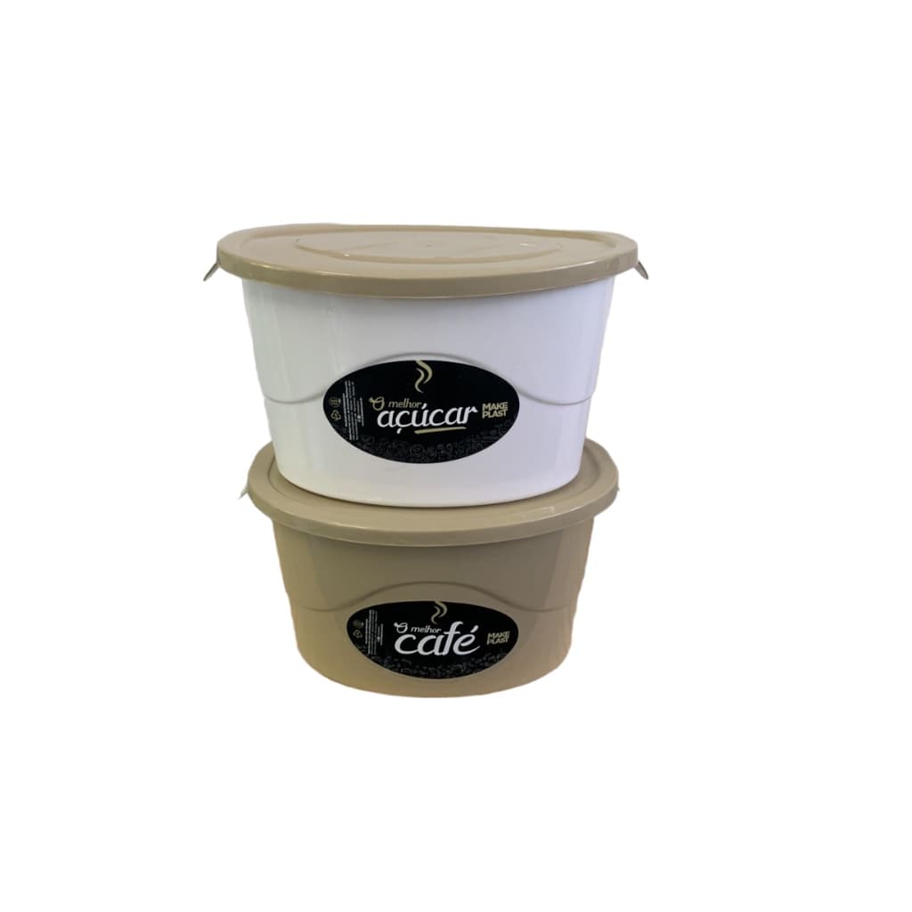 Kit Café e Açúcar Potes 1.900ml, Kit Potes para Cozinha, Jogo de Vasilhas Plásticas