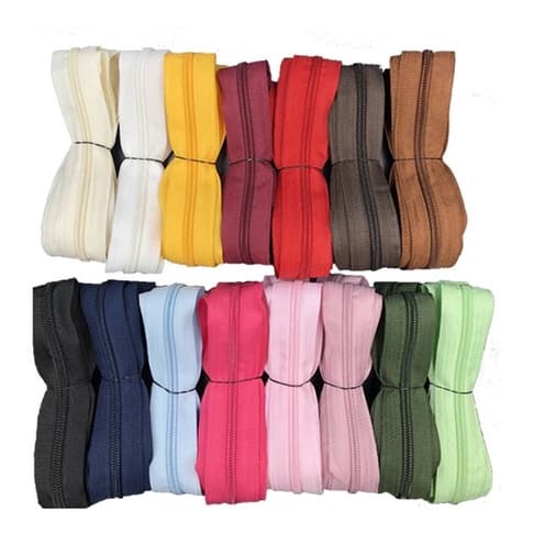 5 metros - Ziper de Nylon n5/6 Coloridos para Bolsas Mochilas Artesanato em geral - Atacado