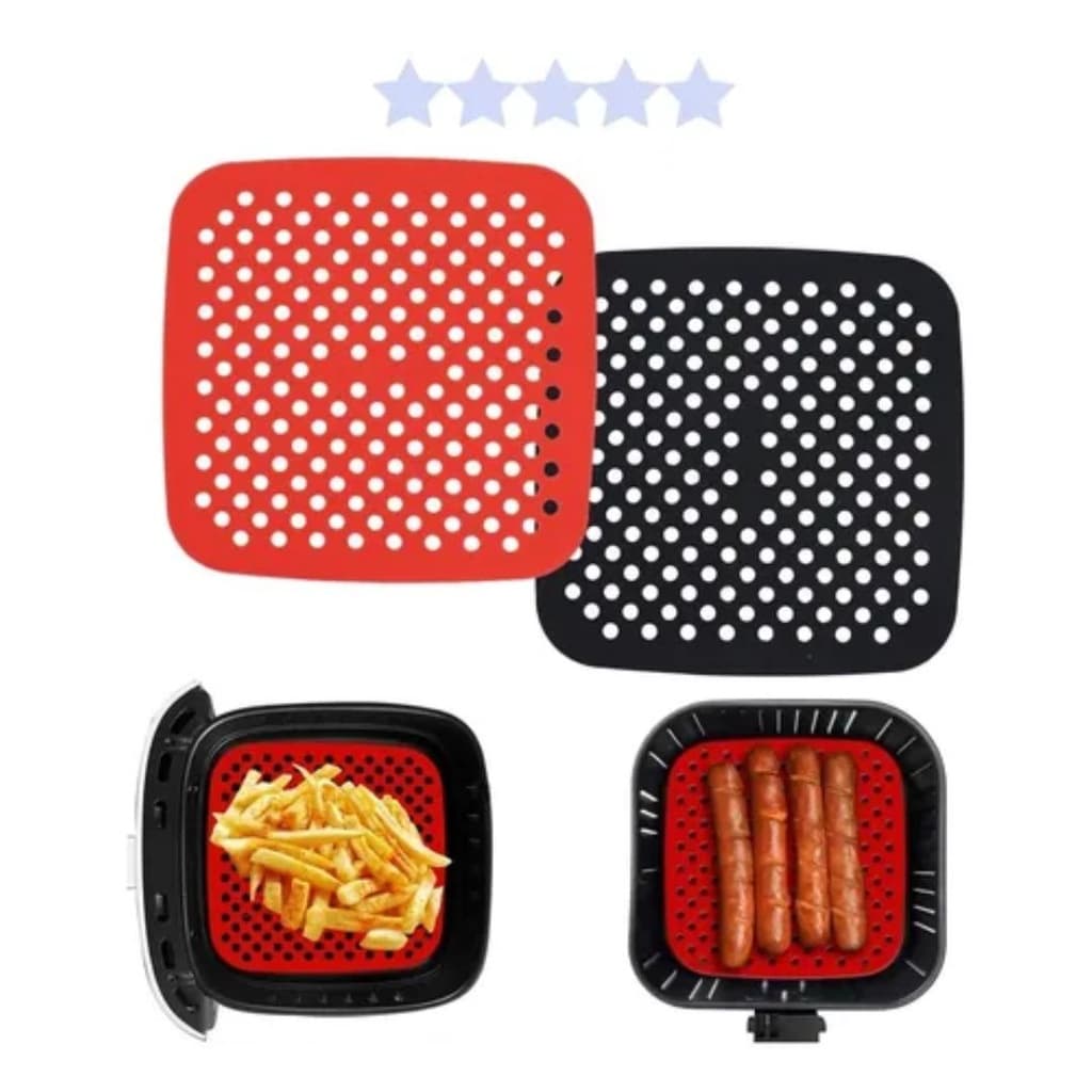 Tapete Protetor Silicone P/ Airfryer Universal Quadrado 21cm