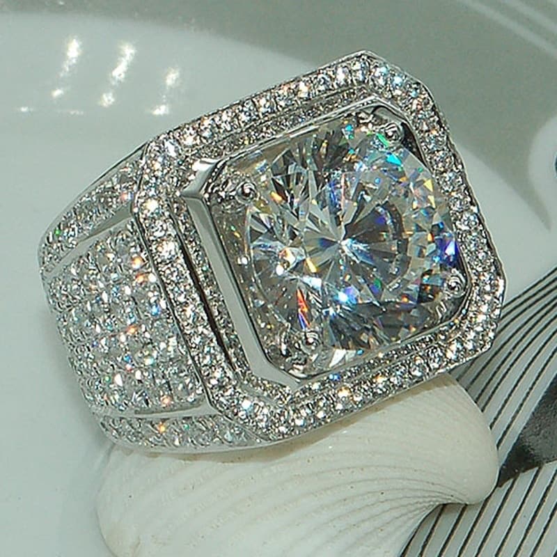 Novo Anel De Gelo , Hip Hop Moda Europeu E Americano Diamante Masculino Dominador Micro Set De Completo