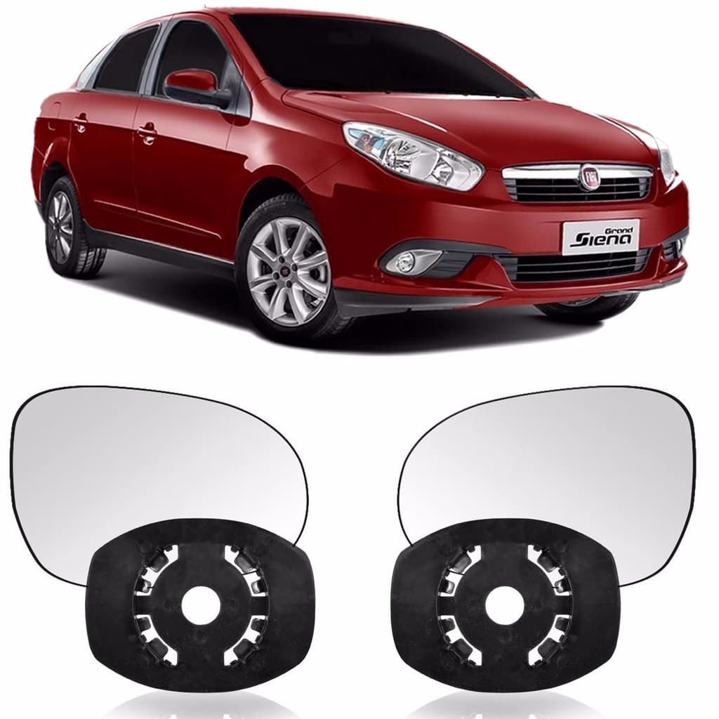 Subconjunto espelho vidro e base Grand Siena Palio 2013 2014 2015 2016 2017 2018