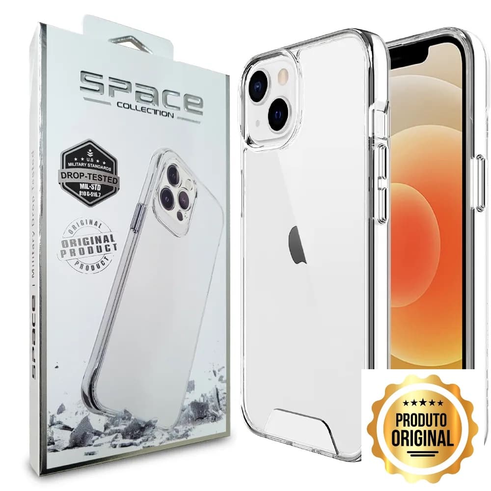 Capinha Space Original Case Transparente Acrílico TPU Compatível com Iphone Anti Impacto Premiun
