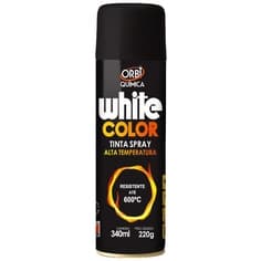 Tinta Spray White Color Alta Temperatura Preto Fosco 340ml