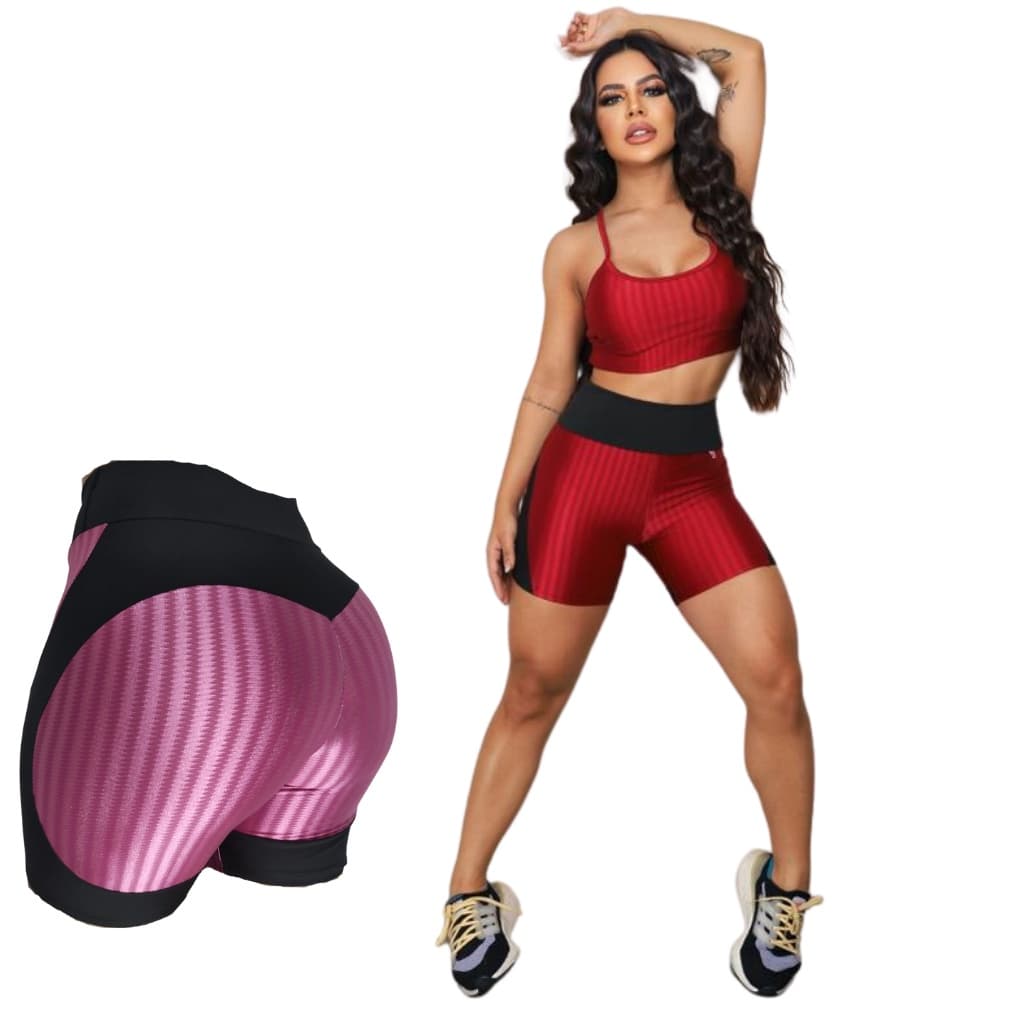 Short Empina Bumbum Academia Fitness Cirre New Zig 3D Alta Qualidade Proteção UV