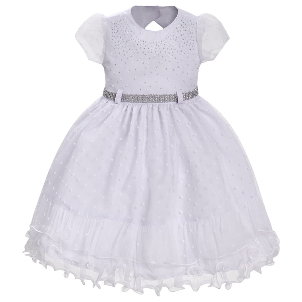 Vestido Infantil De Festa Branco Batizado Daminha Aniversário