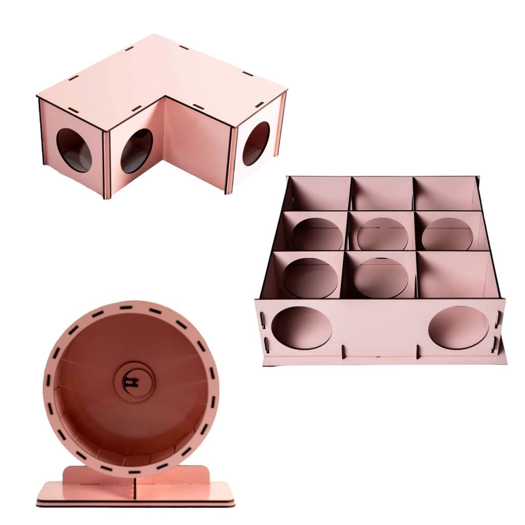 Brinquedos Para Hamster Rodinha Toca Labirinto De Ramister Kit Acessórios