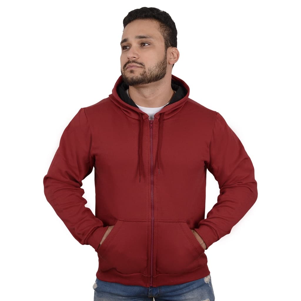 Moletom Blusa de Frio Casaco Hodie Ziper Liso Peluciado