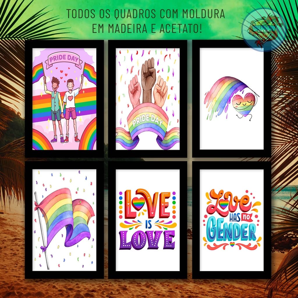 quadros decorativos placa tema Orgulho lote 01 Movimento LGBTQIA+