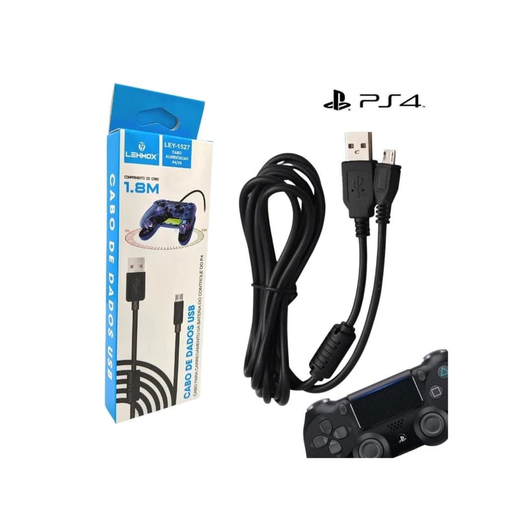Cabo Carregador Controle Ps4 Playstation 4 Com Filtro V8 Usb 1,50mts