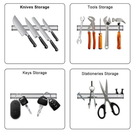 Barra Magnética De Parede Para Faca E Utensílios Organizador Porta Facas Imã Suporte Cozinha 38 cm