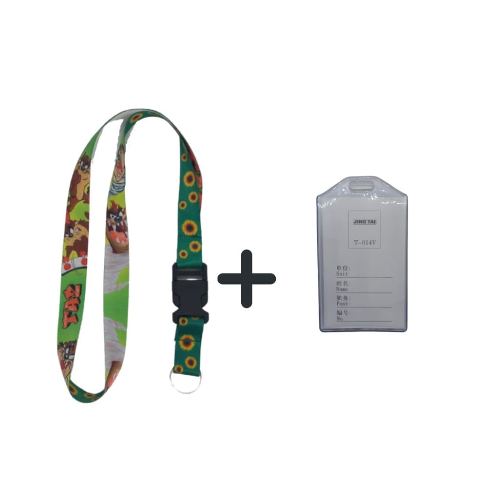 Kit Chaveiro Cordão Moto Pescoço Fecho Engate Rápido Autismo Autista Dupla Face Girassol + Porta Cartão Maleável