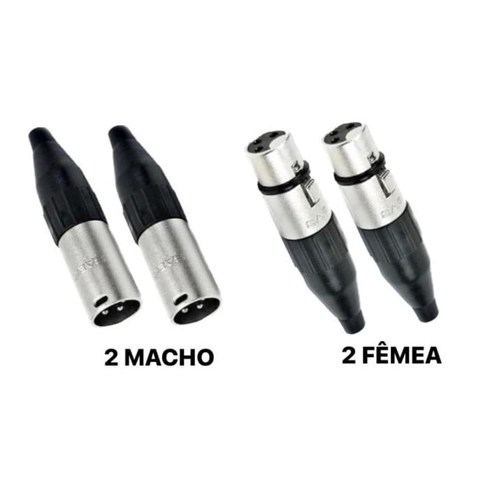 Kit Com 2 Plugs  XLR Femea SA2X  + 2 XLR Macho SA2X  - Santo Angelo.