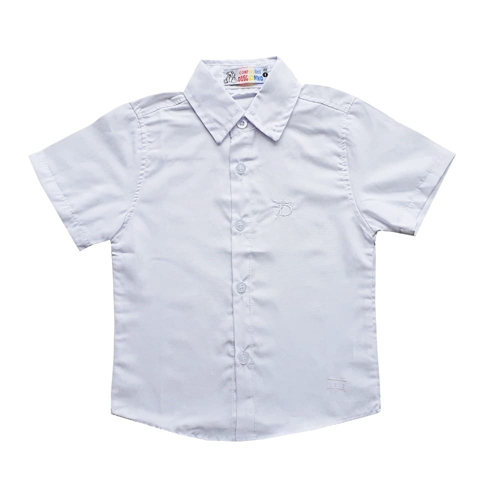 Camisa Social Manga Curta Branca Batizado Formal Meninos Infantil 1 a 16 Anos