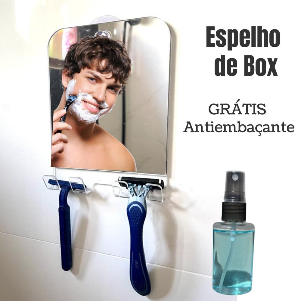 Espelho Com Ventosa 22cm - Barba De Baixo Do Chuveiro Box
