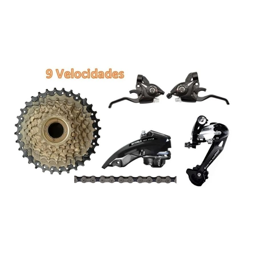 Kit Transmissao 9v 27v Rapid Fire +Catraca Rosca + Cambios Dianteiro + Traseiro + Corrente Bike