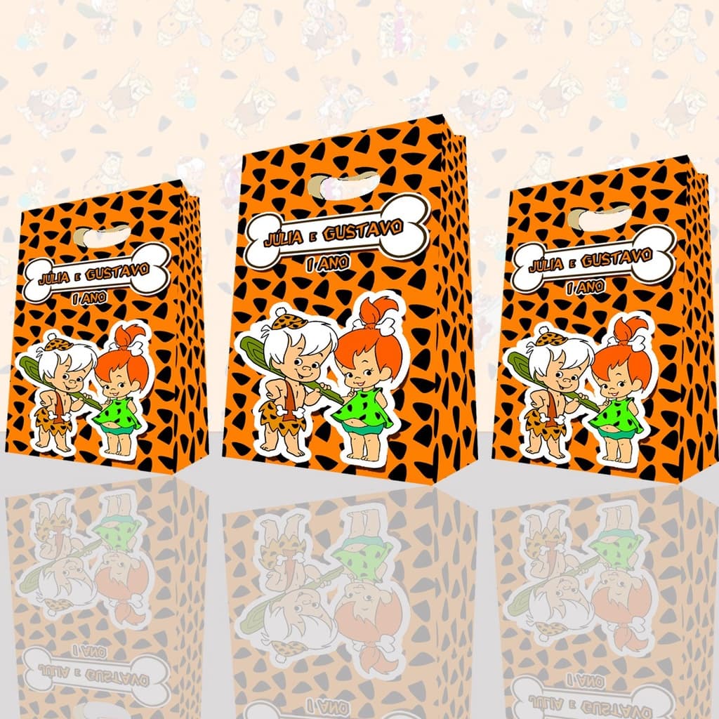 10 Sacolinha Supresa Pedrita e Bambam Sacola Bamm-Bamm Pedrita Lembrancinha Personalizada Aniversário