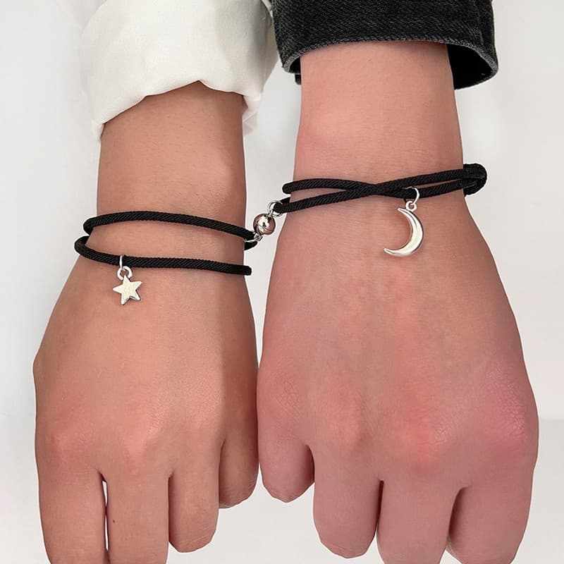 Pulseira Magnética Casal Amizade Atração Minimalista Magnetica Com Pigente Ajustavel Par