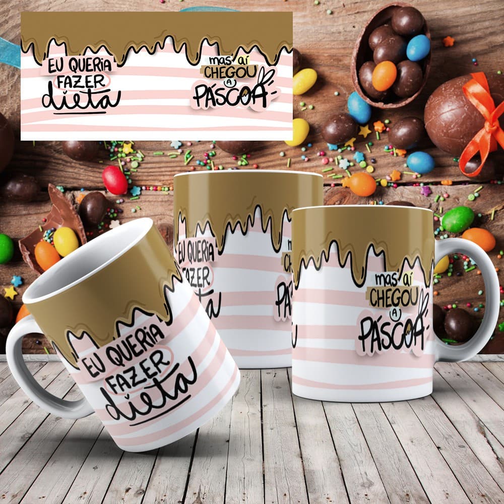 KIT DUAS CANECAS PORCELA PERSONALIZADA - páscoa