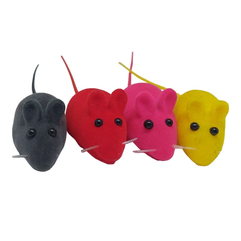 Ratinho Real Brinquedo Para Gatos Kit 4 Unidades Coloridas