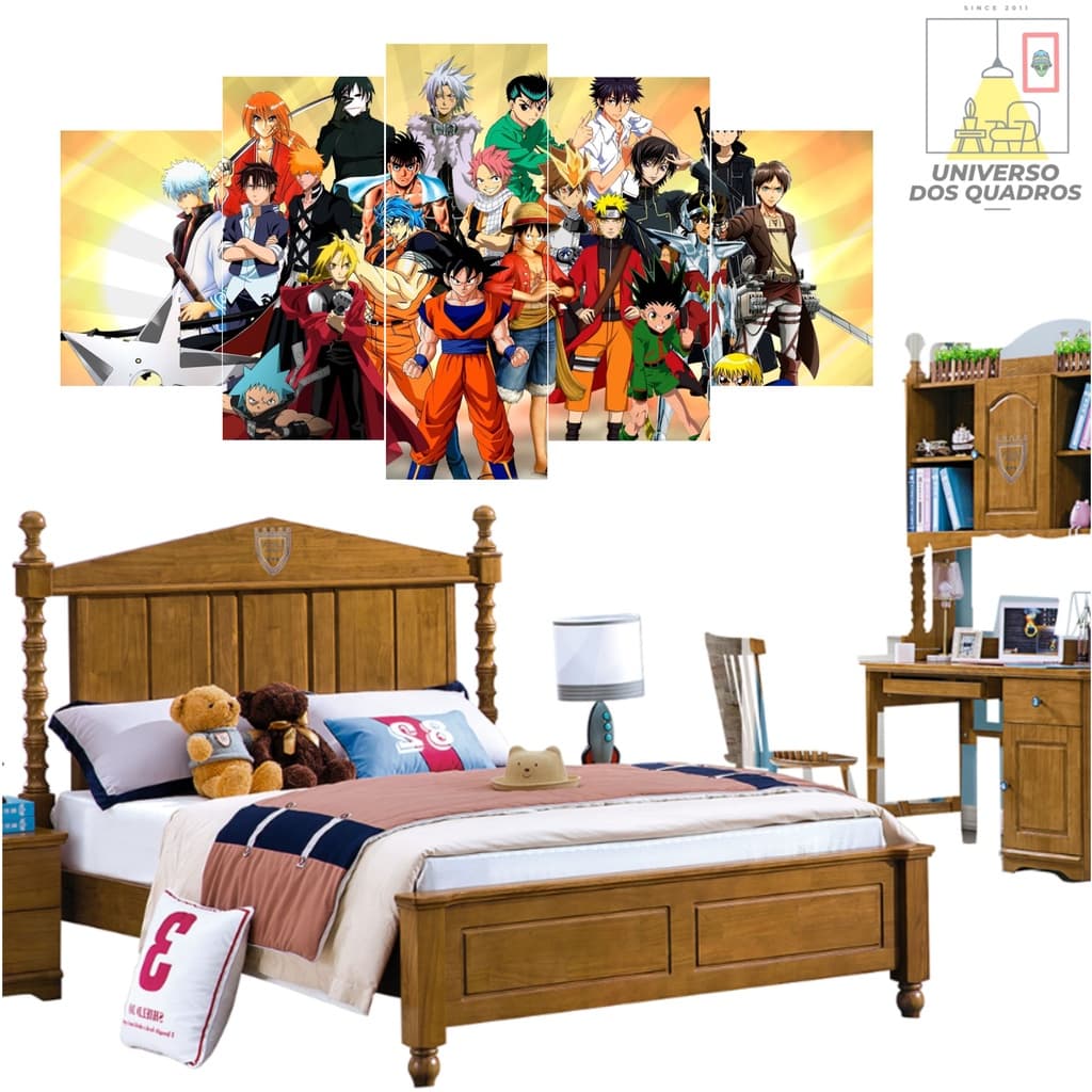 QUADRO DECORATIVO ANIME GOKU NARUTO LUFFY