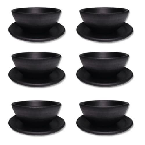Kit 12 Peças - 6 Cumbucas de Barro G + 6 Pratos Rasos