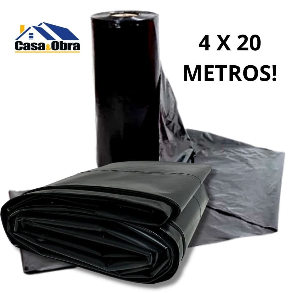 Lona Plástica Preta 20 x 4 Metros Material de Qualidade, Para Proteção, Forragem Etc.