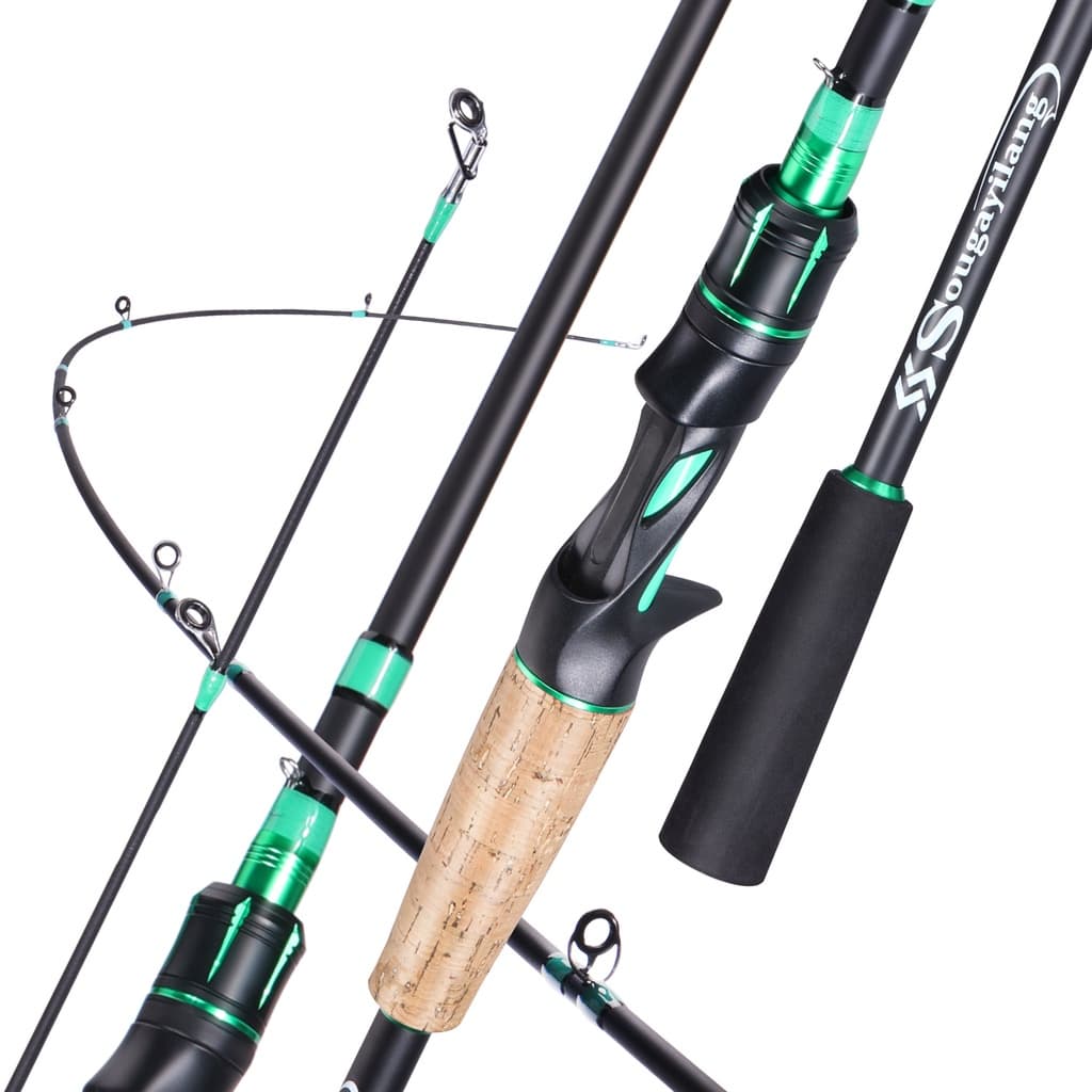 Sougayilang Fundição Vara De Pesca Giratória 1.8/2.1M Fibra De Carbono Ultraleve 4 Seção Com Alça EVA