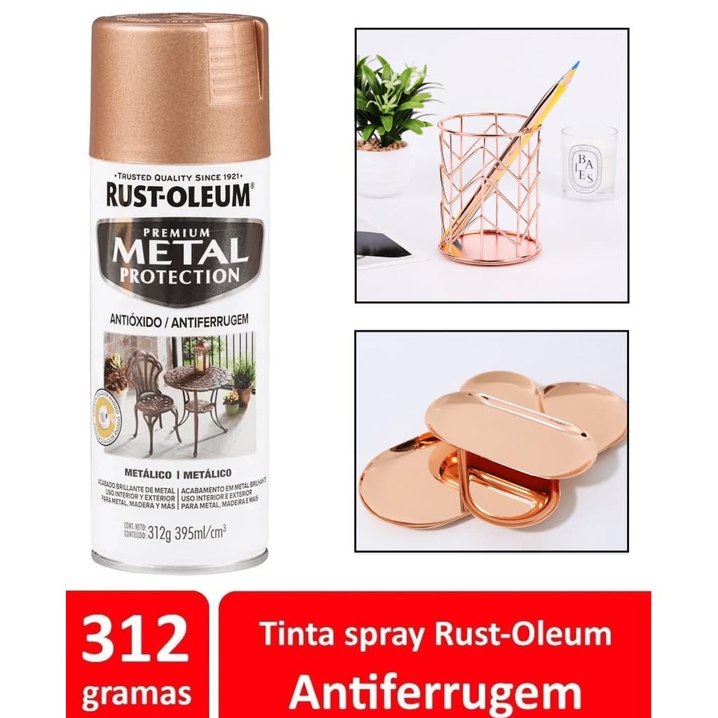 Tinta Spray Esmalte Premium Para Metal Ouro Rosa 395ml Rust-Oleum IMPORTADO