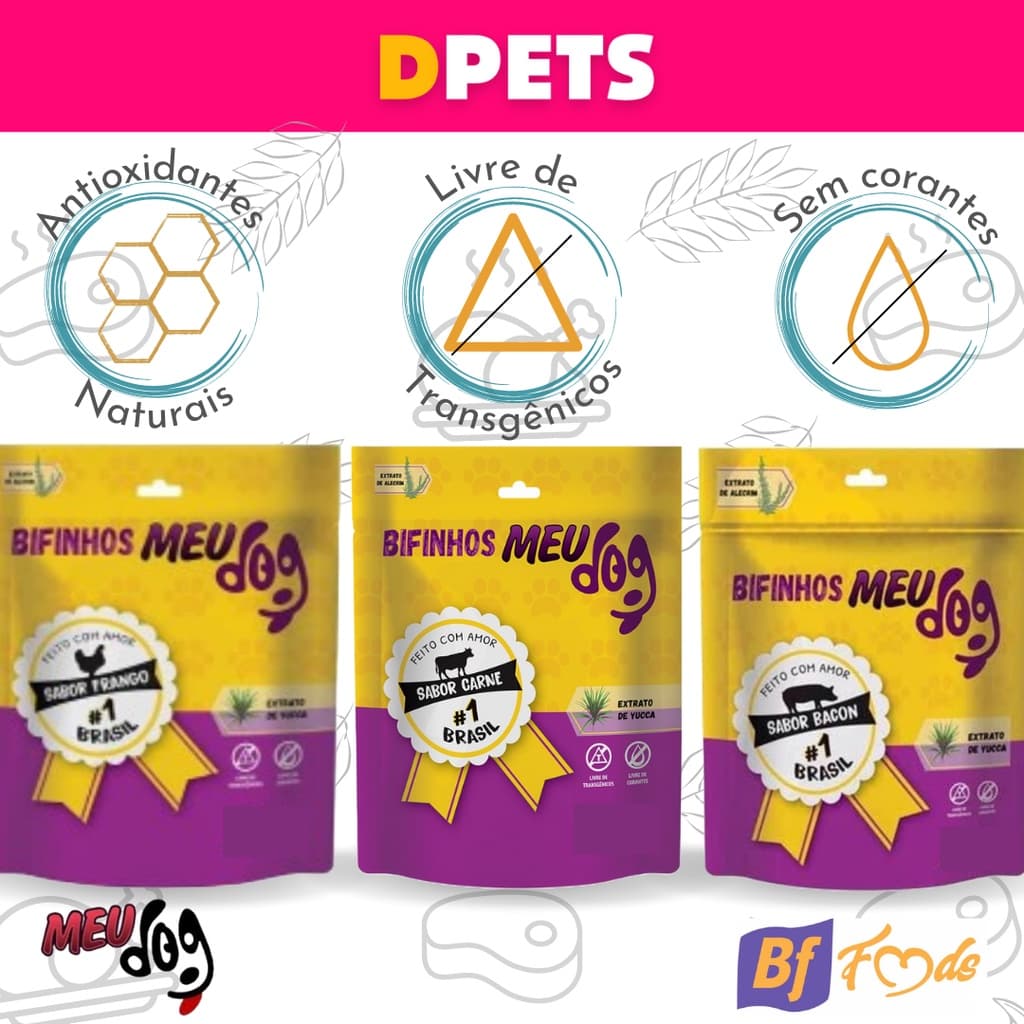 Petisco Bifinho MeuDog 500g Para Cães Livre de Transgênicos