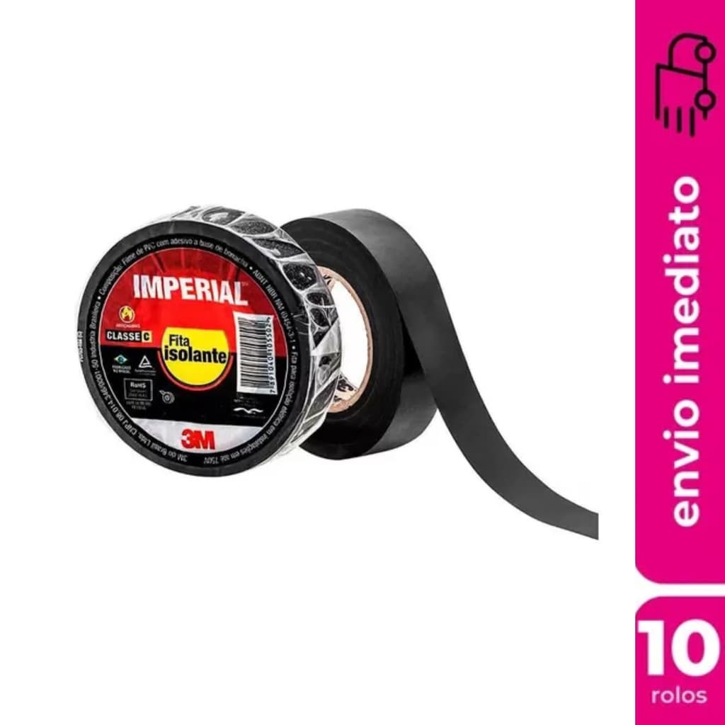 Kit 10 Fita Isolante 3m Imperial 18x5 Metros Original