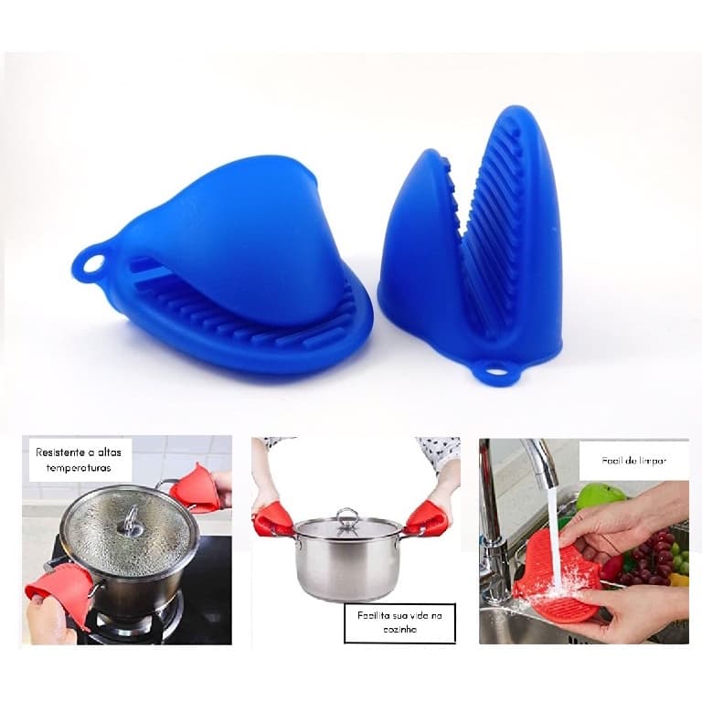 Luva Térmica Pegador Bico de Pato em Silicone Cozinha Forno Panelas Quente