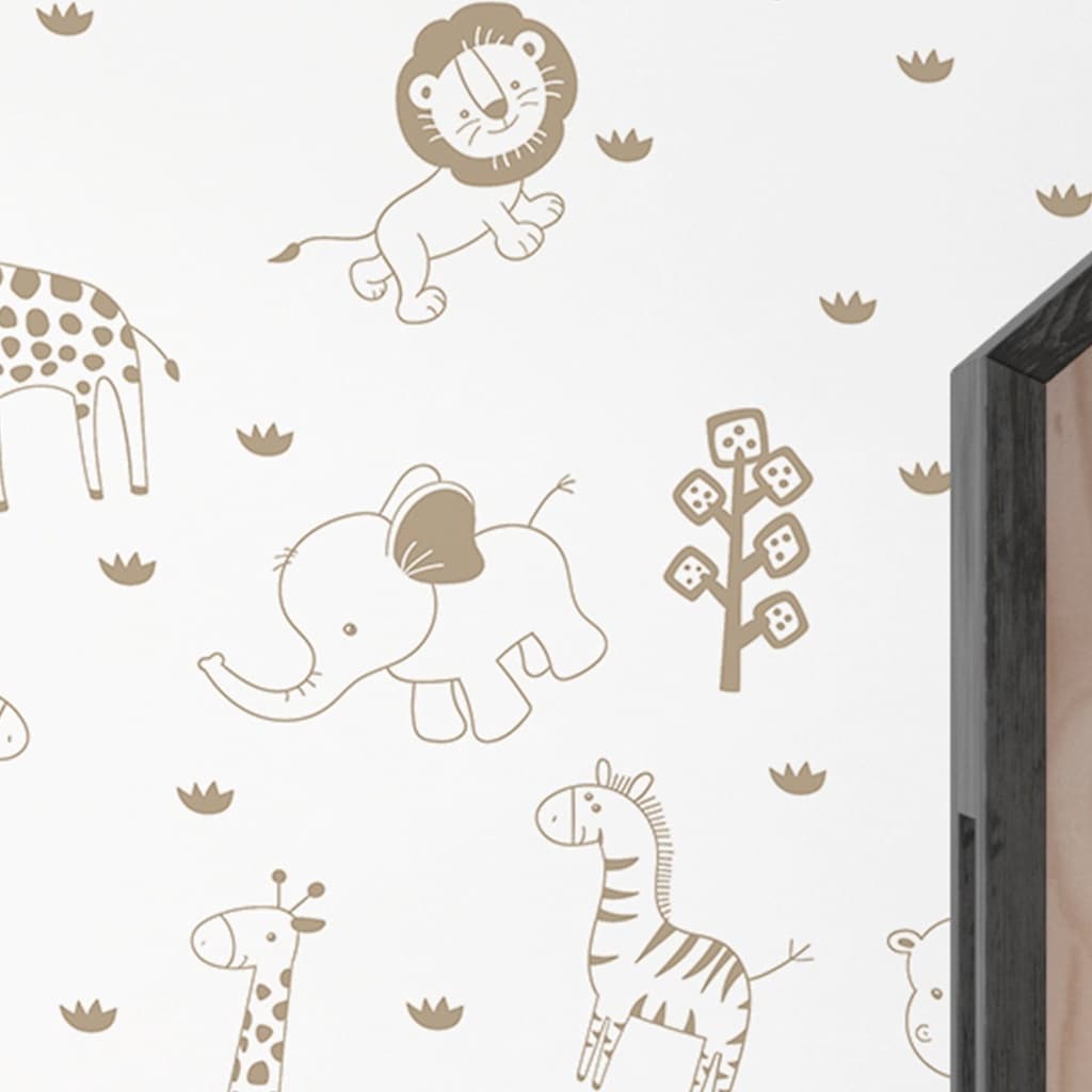Papel de Parede Infantil Selva 2m | Leão, Girafa, Bichinhos | Lavável, Autocolante e Fácil Aplicação